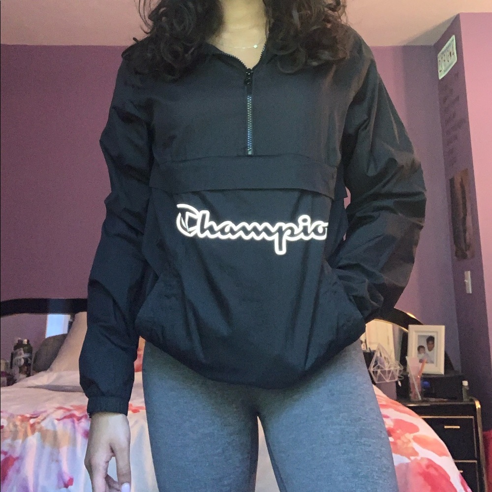 Hooded Champion Black Anorak Jacket